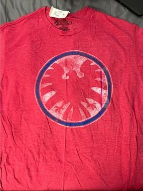 Avengers Red Short Sleeve Graphic Tee with Shield Emblem